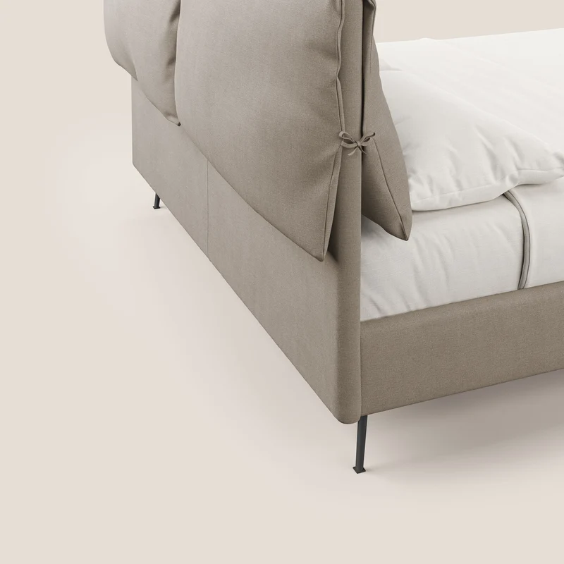 Artemisia lit rembourré avec pieds hauts déhoussable en tissu détachable T17 beige