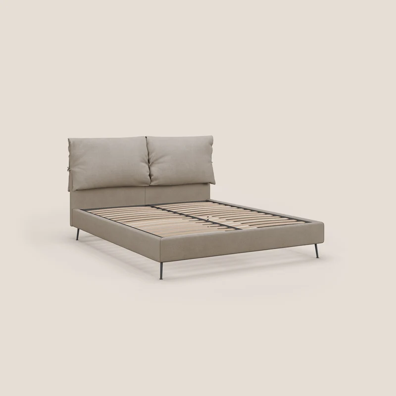 Artemisia lit rembourré avec pieds hauts déhoussable en tissu détachable T17 beige