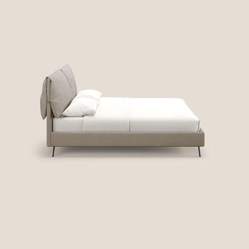 Artemisia lit rembourré avec pieds hauts déhoussable en tissu détachable T17 beige