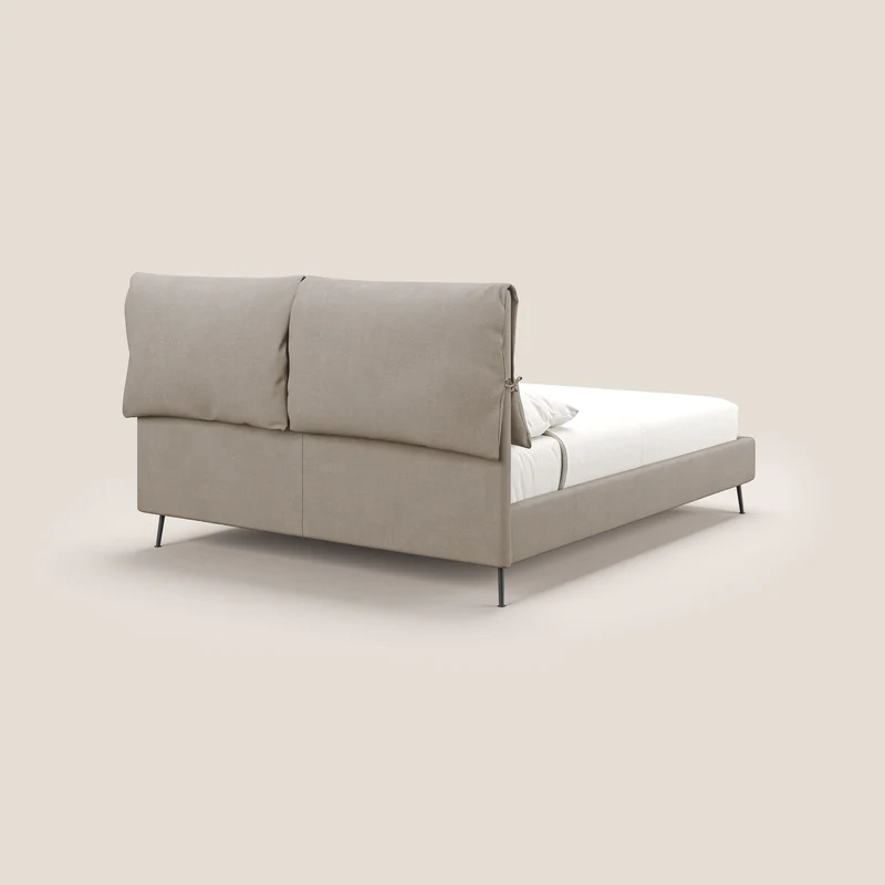 Artemisia lit rembourré avec pieds hauts déhoussable en tissu détachable T17 beige