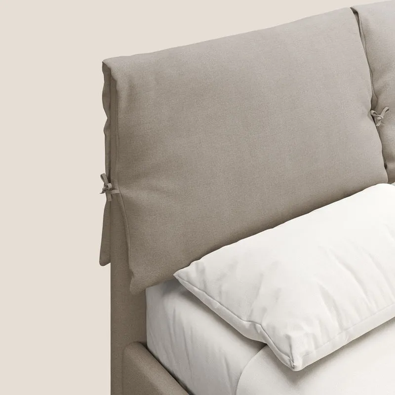Artemisia lit rembourré avec pieds hauts déhoussable en tissu détachable T17 beige