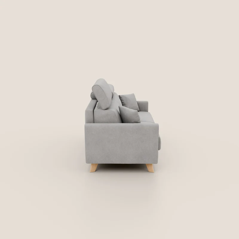Francy canapé convertible avec têtières réglables en tissu détachable T17 gris