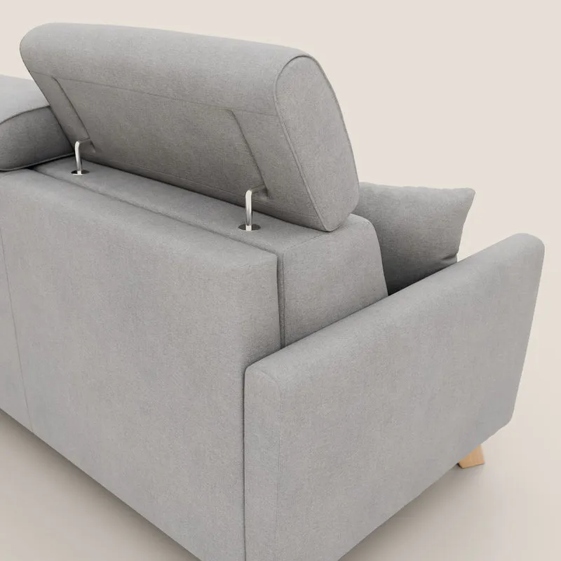 Francy canapé convertible avec têtières réglables en tissu détachable T17 gris