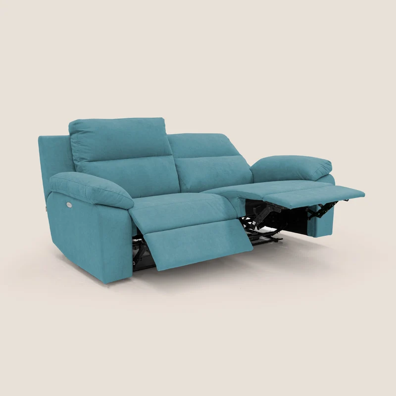 Romeo Canapé avec relax électrique en tissu doux imperméable T02 bleu ciel