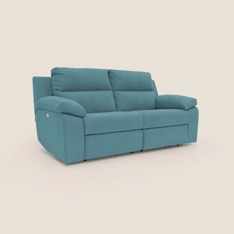Romeo Canapé avec relax électrique en tissu doux imperméable T02 bleu ciel