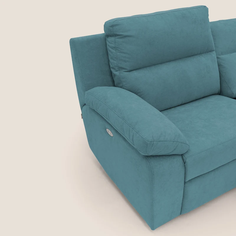 Romeo Canapé avec relax électrique en tissu doux imperméable T02 bleu ciel