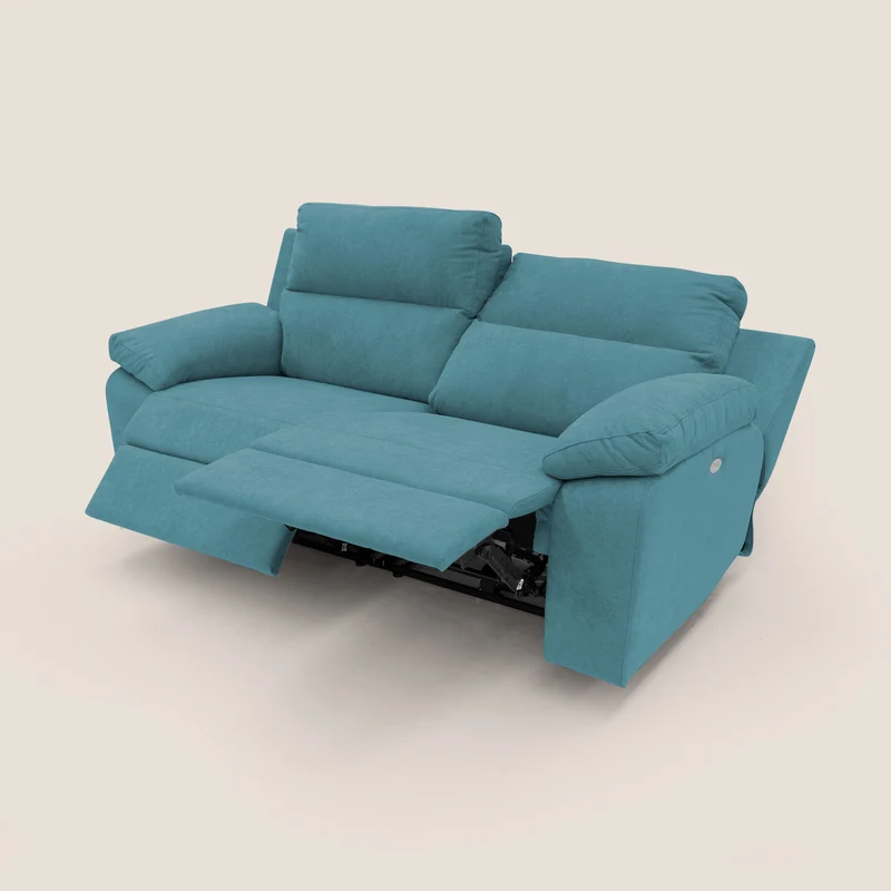 Romeo Canapé avec relax électrique en tissu doux imperméable T02 bleu ciel