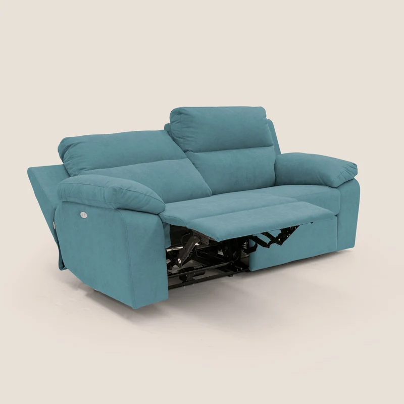 Romeo Canapé avec relax électrique en tissu doux imperméable T02 bleu ciel
