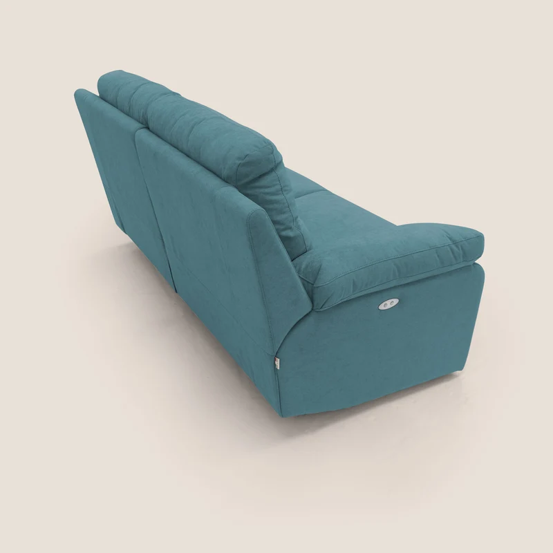 Romeo Canapé avec relax électrique en tissu doux imperméable T02 bleu ciel