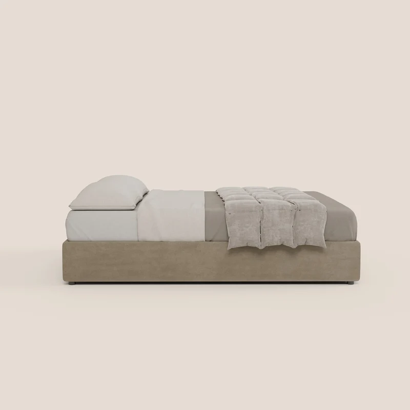 Ina sommier avec ample coffre en microfibre détachable et imperméable T11 Taupe tortora