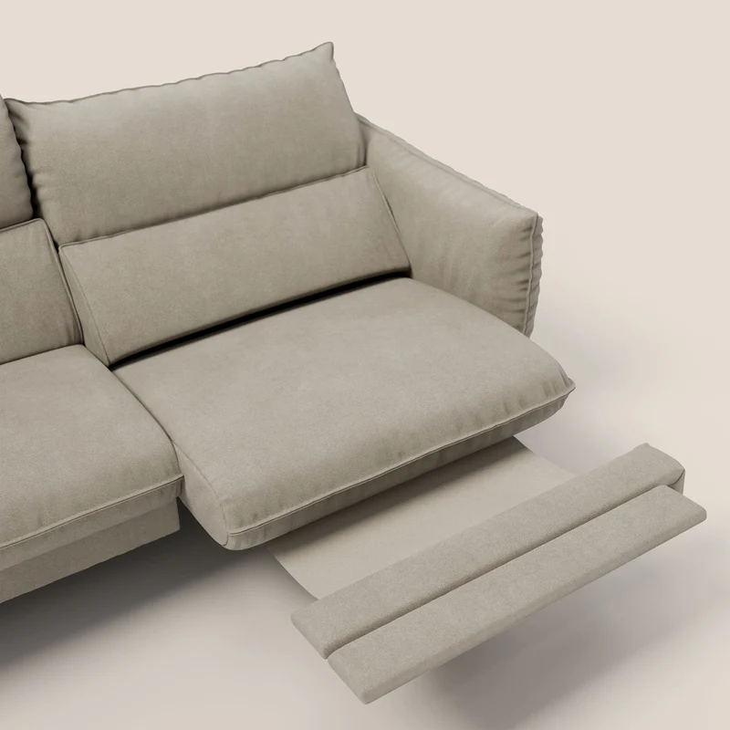 Monamour canapé au design moderne avec option relax électrique en microfibre détachable imperméable T11 Taupe tortora
