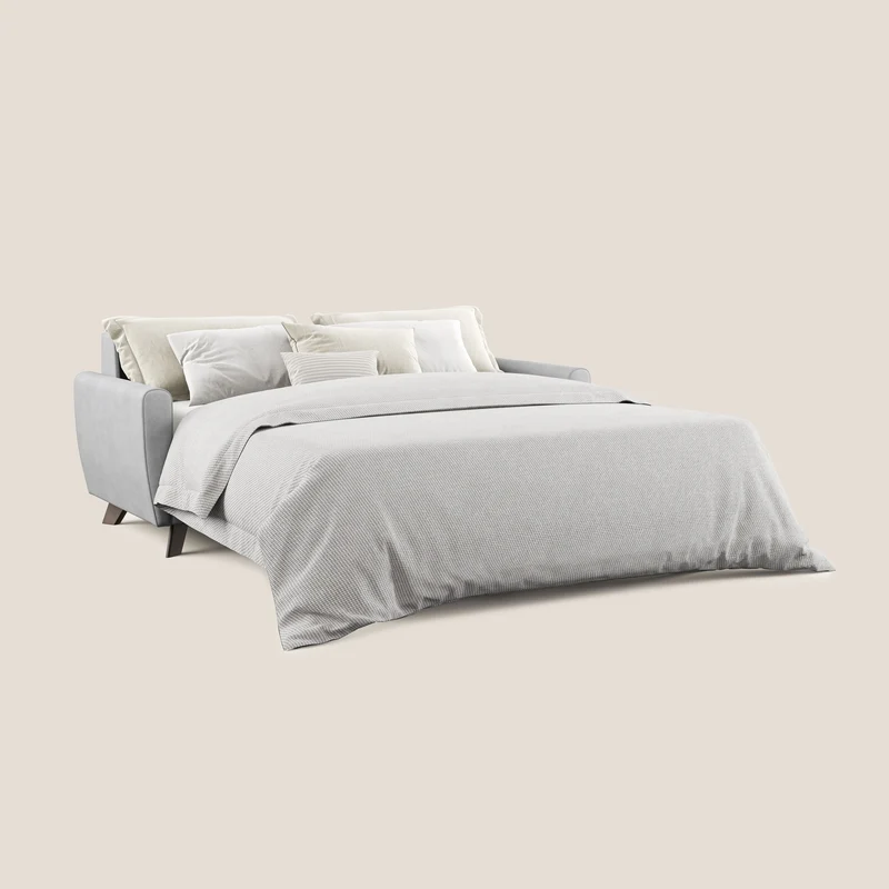 Callisto Canapé lit convertible en tissu doux imperméable T02 gris clair