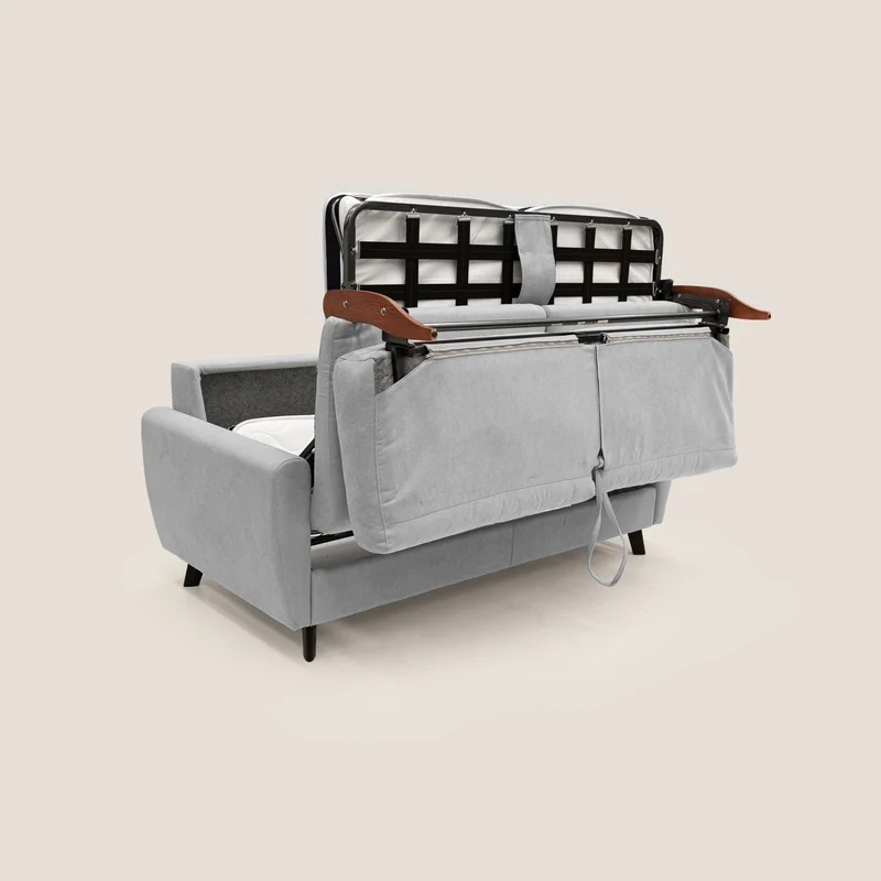 Callisto Canapé lit convertible en tissu doux imperméable T02 gris clair