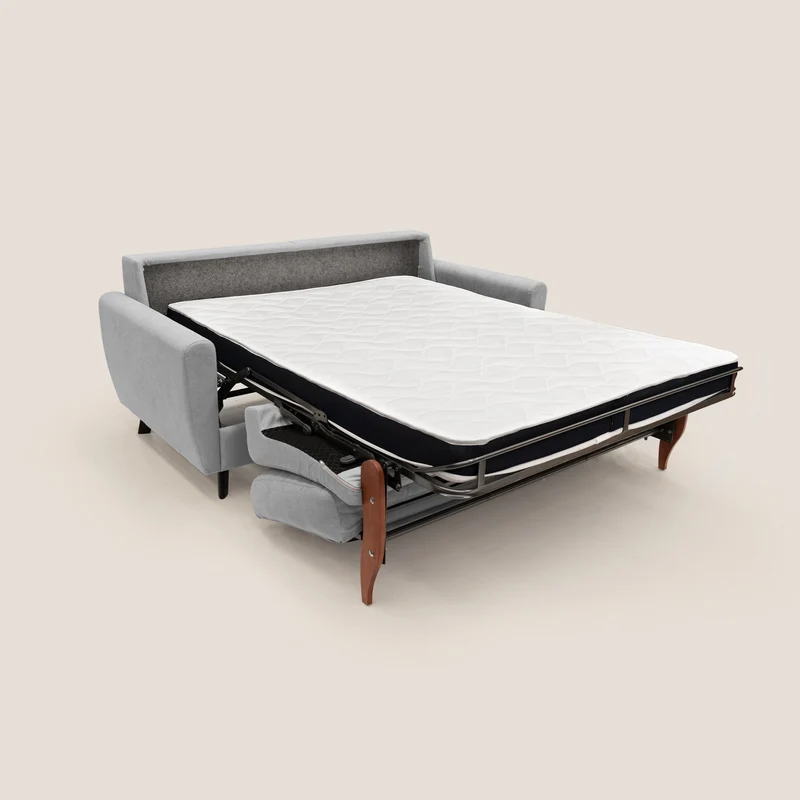 Callisto Canapé lit convertible en tissu doux imperméable T02 gris clair