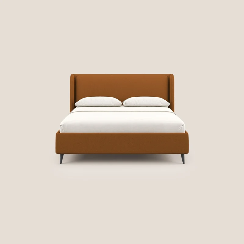 Nadine lit coffre de design et confort italien en tissu imperméable T19 orange