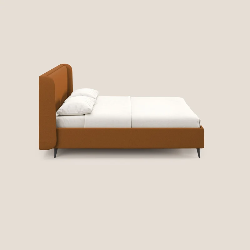 Nadine lit coffre de design et confort italien en tissu imperméable T19 orange