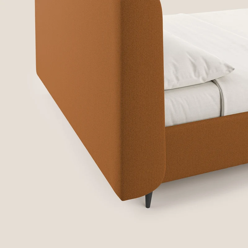 Nadine lit coffre de design et confort italien en tissu imperméable T19 orange