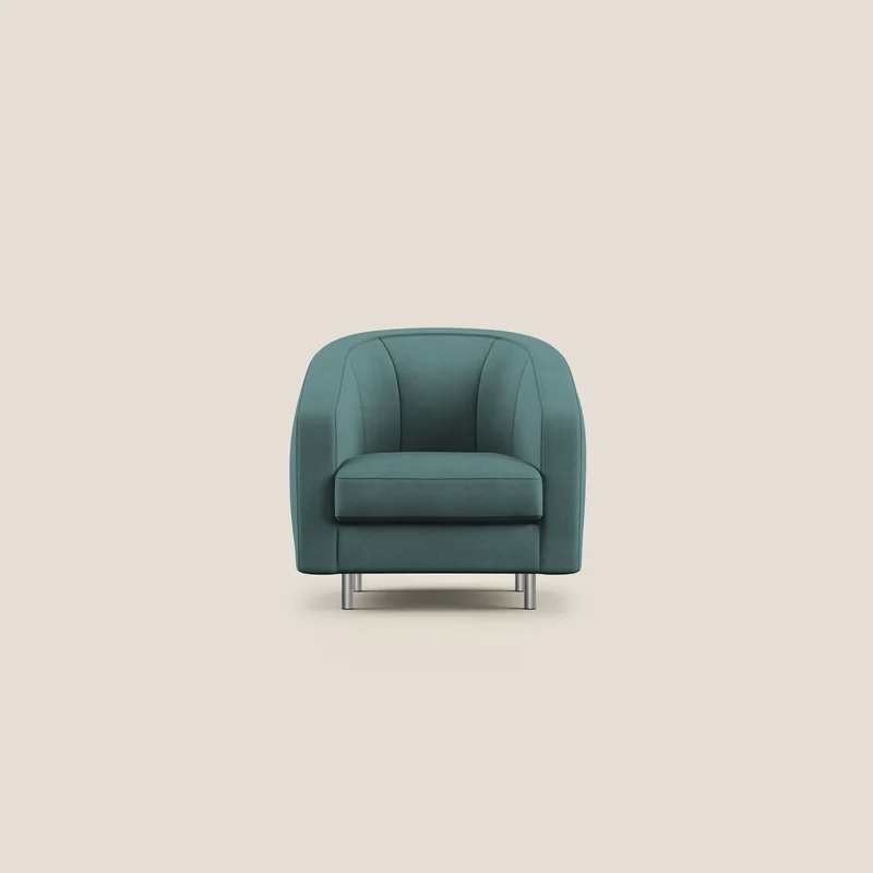 Sally Fauteuil en tissu doux imperméable T02 bleu canard