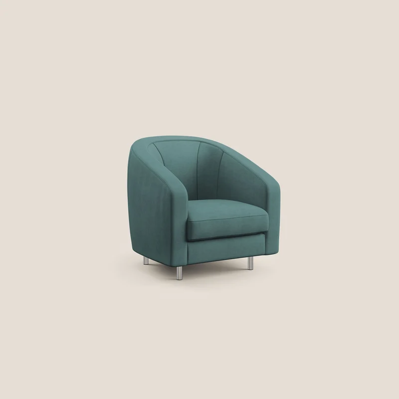 Sally Fauteuil en tissu doux imperméable T02 bleu canard