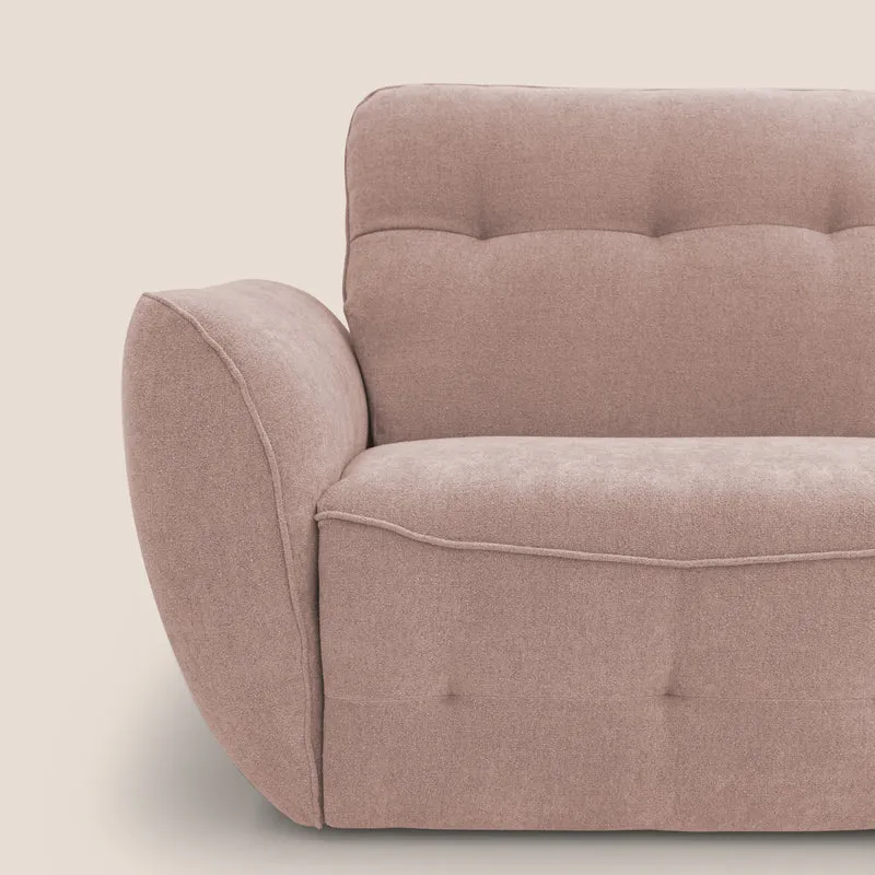 Cerbero canapé d'angle avec pouf terminal en bouclette douce imperméable T07 rose