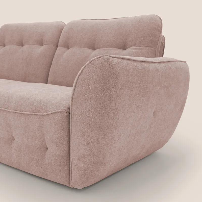 Cerbero canapé d'angle avec pouf terminal en bouclette douce imperméable T07 rose
