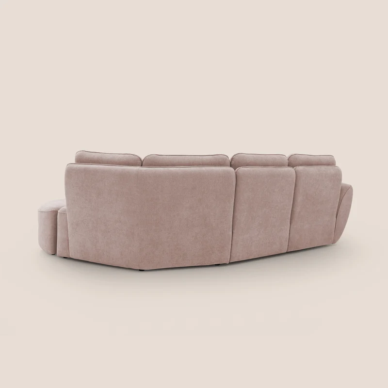 Cerbero canapé d'angle avec pouf terminal en bouclette douce imperméable T07 rose