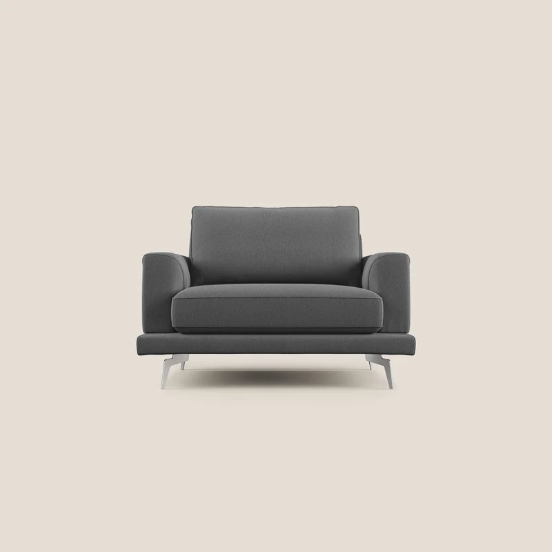 Dorian fauteuil moderne en tissu doux anti-tache T05 anthracite