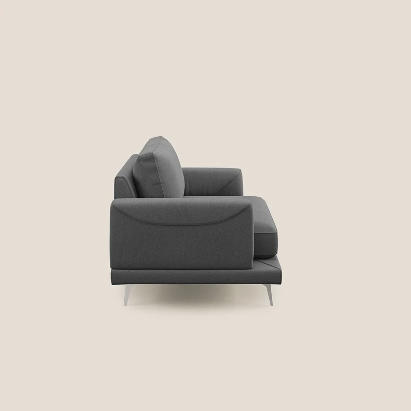 Dorian fauteuil moderne en tissu doux anti-tache T05 anthracite