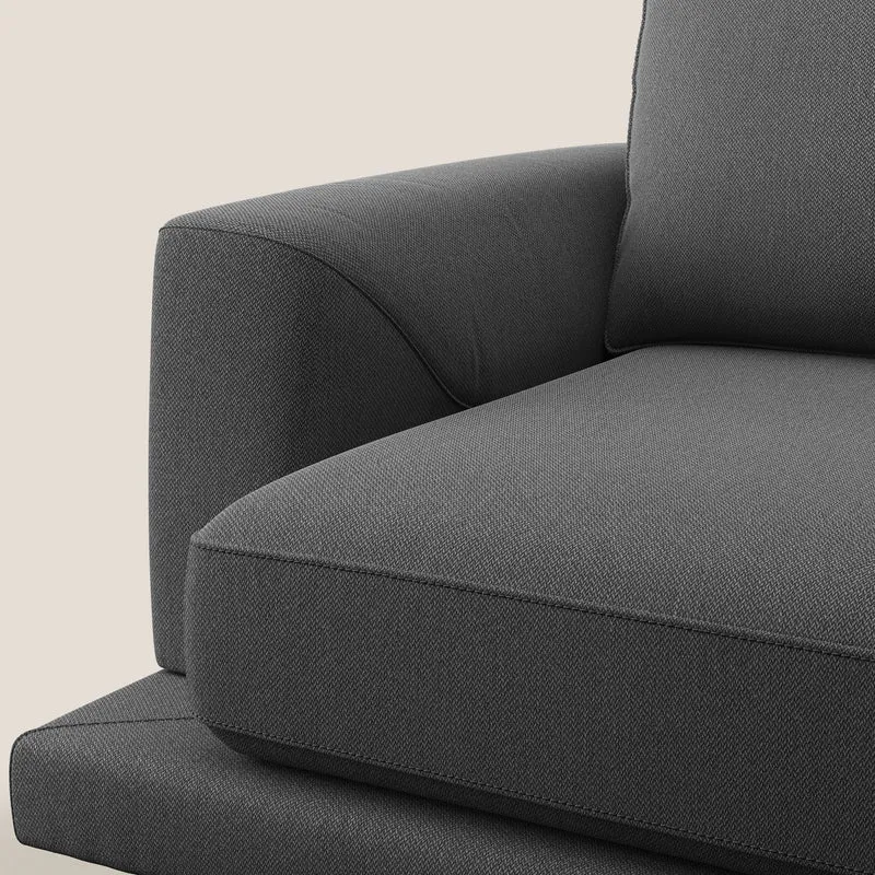 Dorian fauteuil moderne en tissu doux anti-tache T05 anthracite