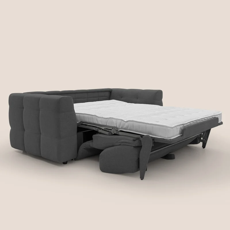 Tender Canapé convertible avec matelas H14 cm en bouclette imperméable T07 anthracite