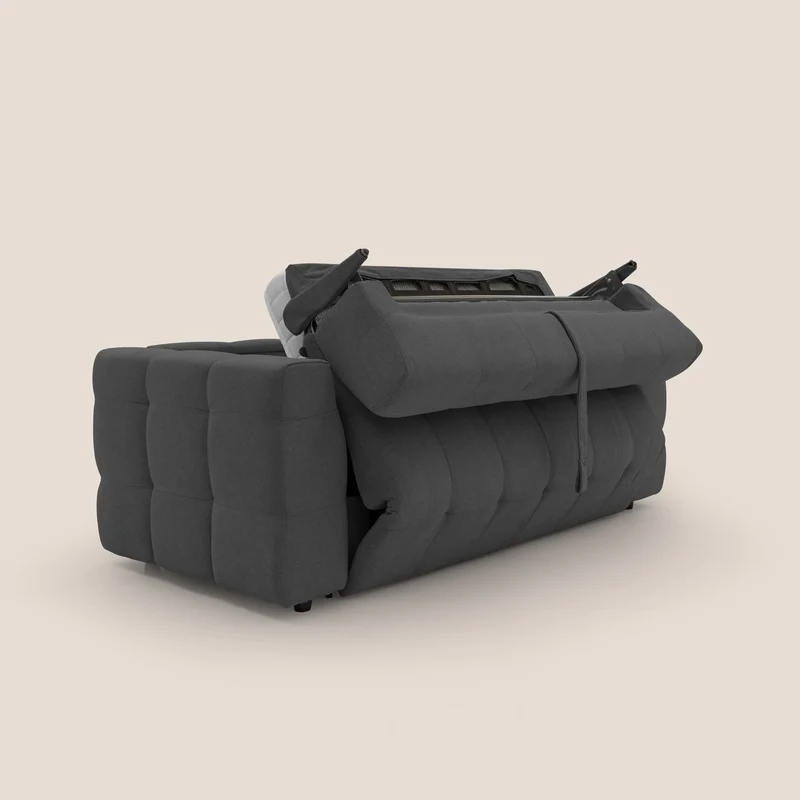 Tender Canapé convertible avec matelas H14 cm en bouclette imperméable T07 anthracite