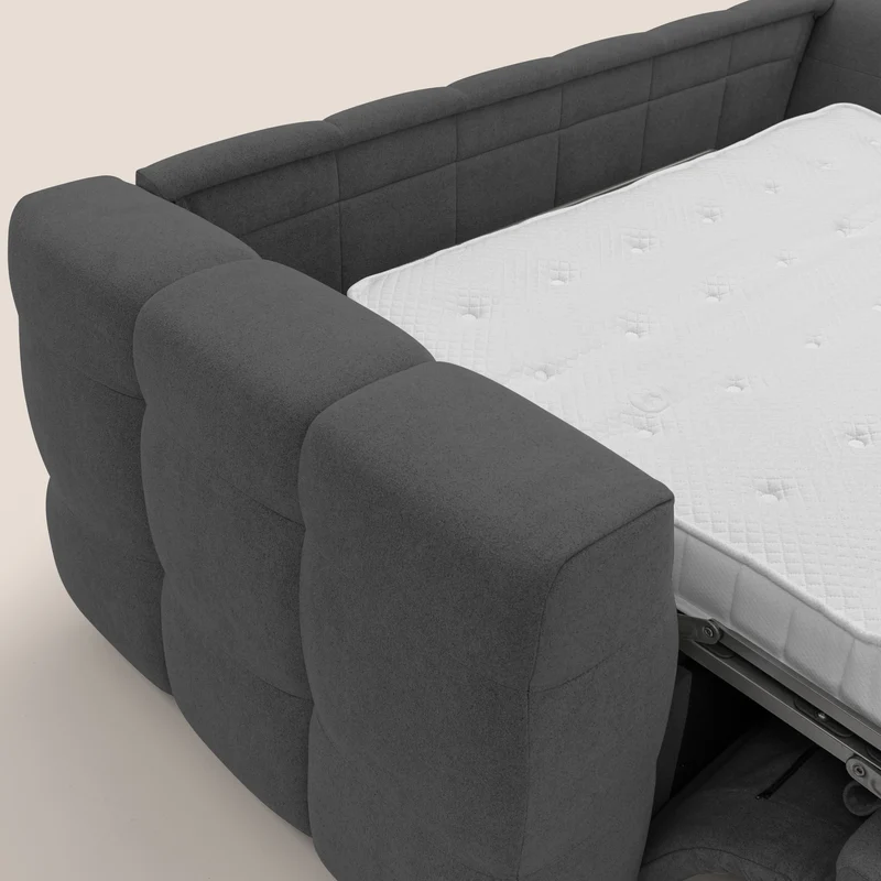 Tender Canapé convertible avec matelas H14 cm en bouclette imperméable T07 anthracite