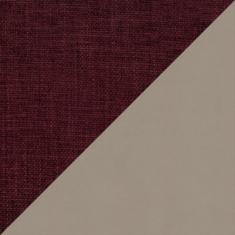Petra lit design bicolore avec coussins en plumes, pieds foncés et tissu imperméable T11 et T06 taupe - rouge