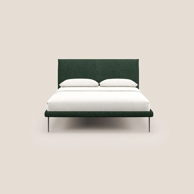 Theo lit moderne déhoussable avec pieds hauts en métal et tissu imperméable T10 vert