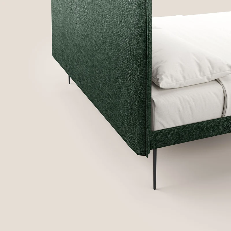 Theo lit moderne déhoussable avec pieds hauts en métal et tissu imperméable T10 vert
