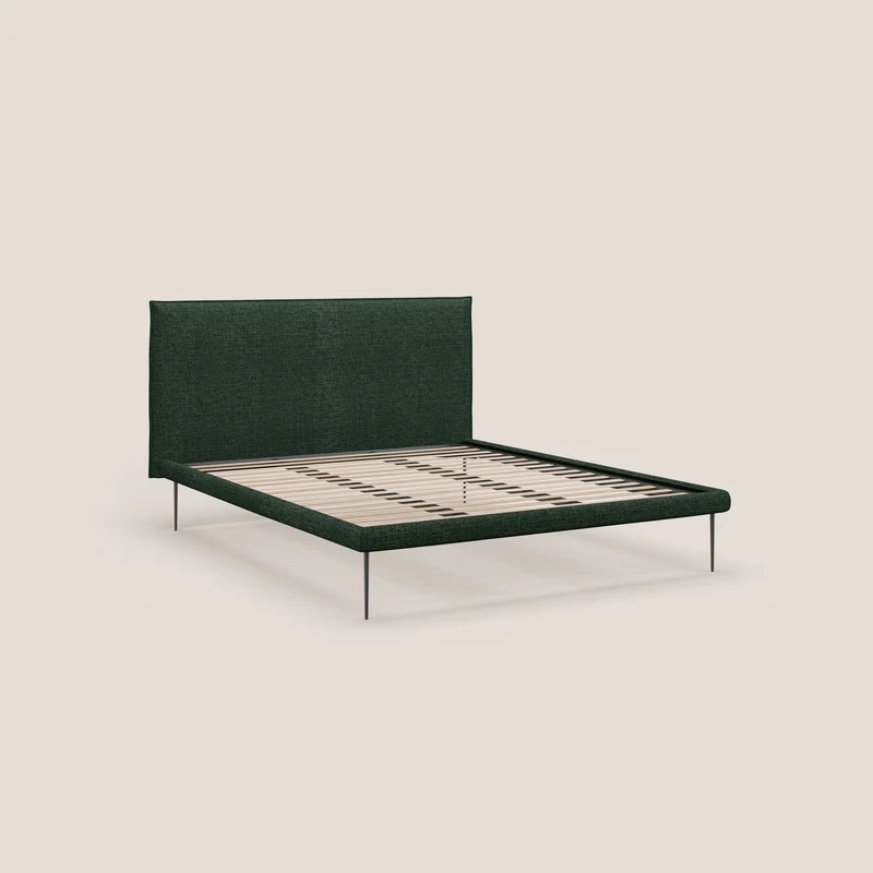 Theo lit moderne déhoussable avec pieds hauts en métal et tissu imperméable T10 vert