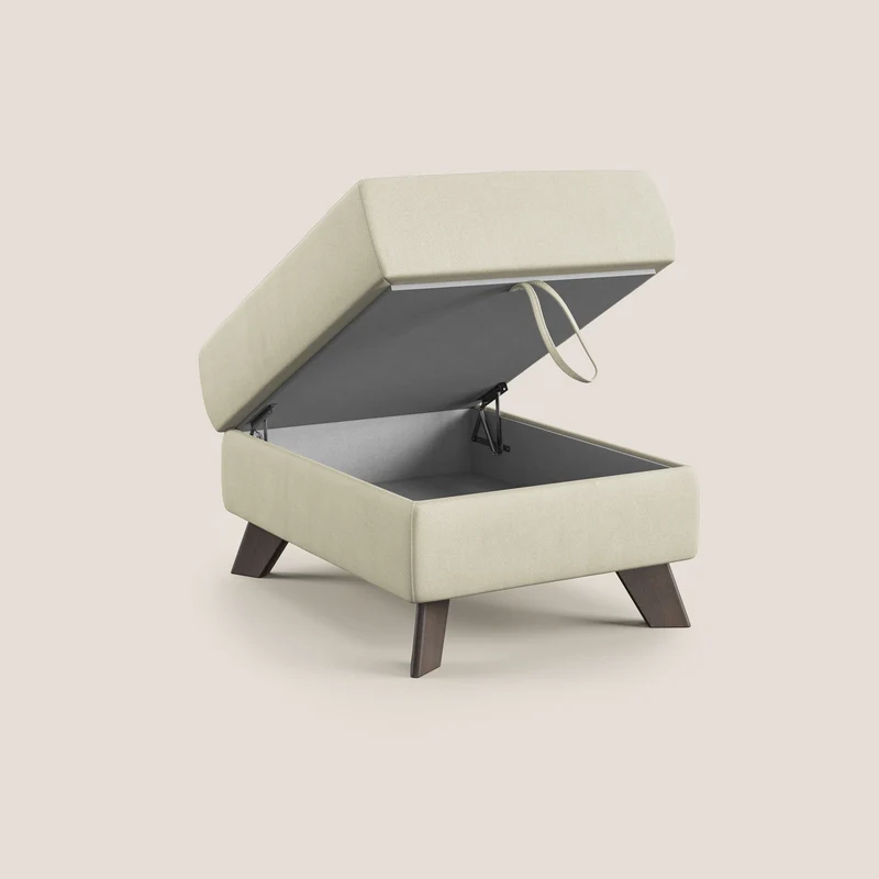 Moon Pouf coffre aux pieds hauts en microfibre imperméable T11 crème