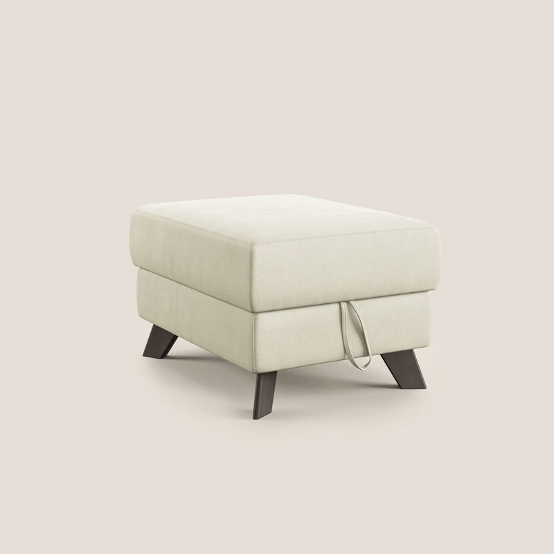 Moon Pouf coffre aux pieds hauts en microfibre imperméable T11 crème