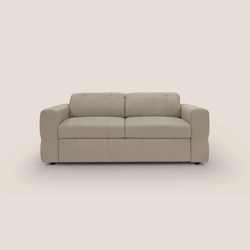 Kronos Canapé avec pouf extractible et têtières inclinalbes en microfibre douce imperméable T11 Taupe tortora