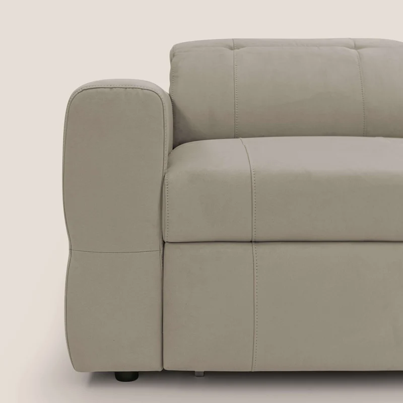 Kronos Canapé avec pouf extractible et têtières inclinalbes en microfibre douce imperméable T11 Taupe tortora