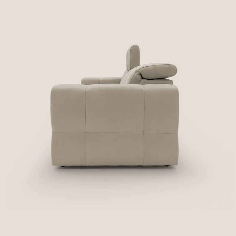 Kronos Canapé avec pouf extractible et têtières inclinalbes en microfibre douce imperméable T11 Taupe tortora