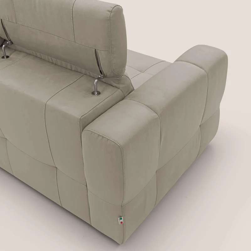 Kronos Canapé avec pouf extractible et têtières inclinalbes en microfibre douce imperméable T11 Taupe tortora