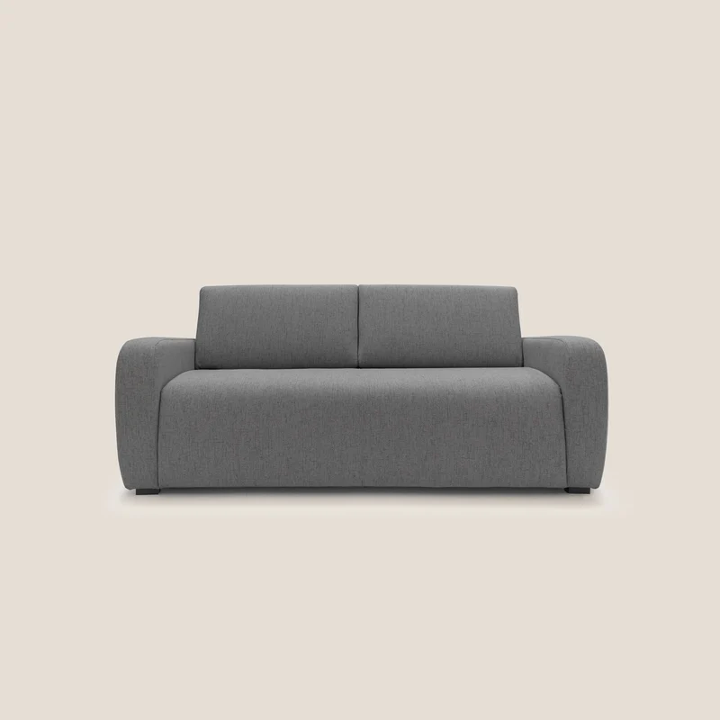 Duna Canapé lit convertible matelas 20cm en tissu doux flammé imperméable T03 gris