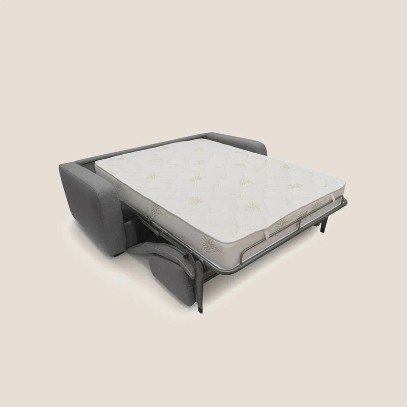 Duna Canapé lit convertible matelas 20cm en tissu doux flammé imperméable T03 gris