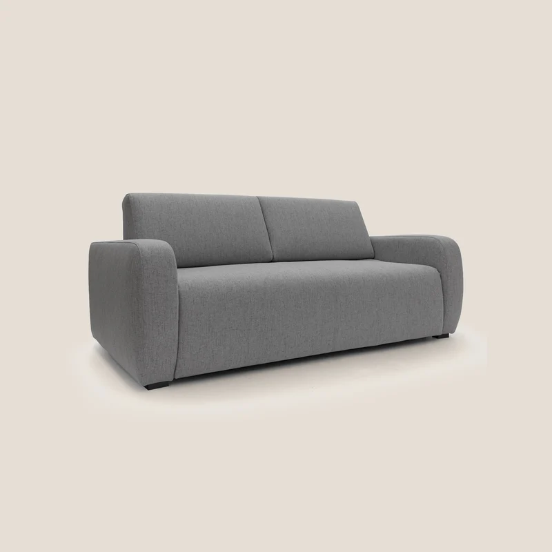 Duna Canapé lit convertible matelas 20cm en tissu doux flammé imperméable T03 gris