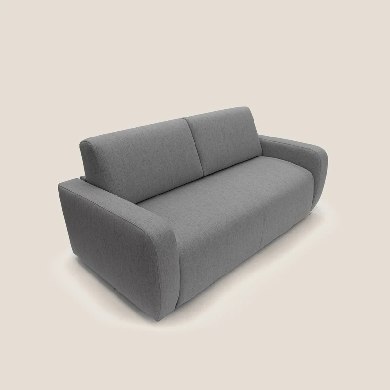 Duna Canapé lit convertible matelas 20cm en tissu doux flammé imperméable T03 gris