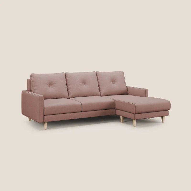 Matisse canapé d'angle avec assises coulissantes et dossier en duvet d'oie en tissu détachable T17 rose