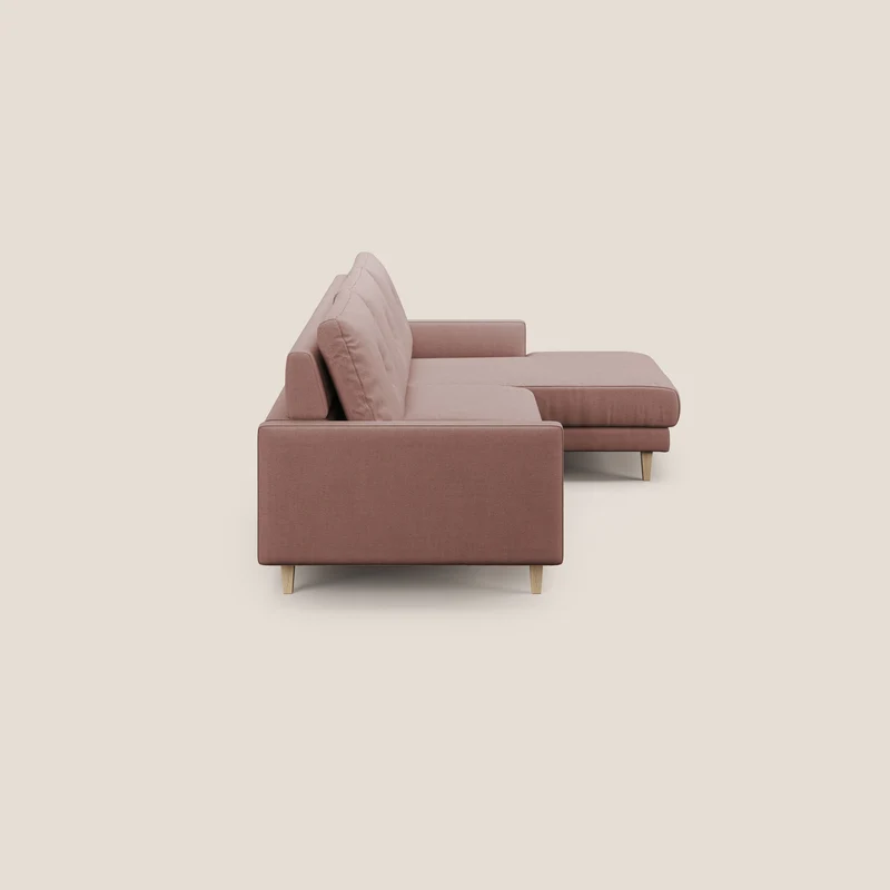 Matisse canapé d'angle avec assises coulissantes et dossier en duvet d'oie en tissu détachable T17 rose