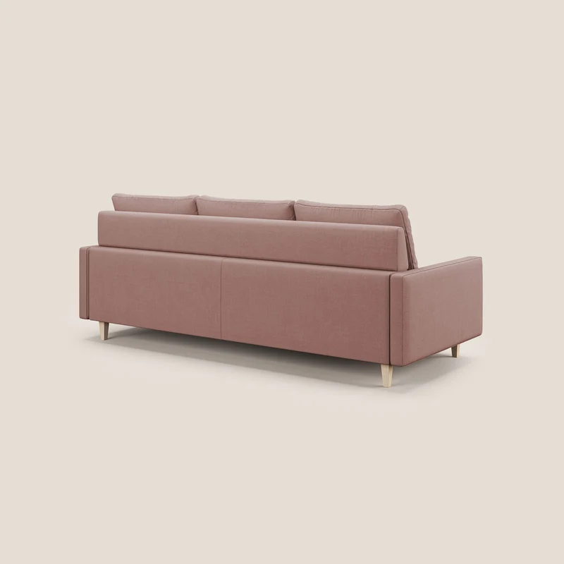 Matisse canapé d'angle avec assises coulissantes et dossier en duvet d'oie en tissu détachable T17 rose