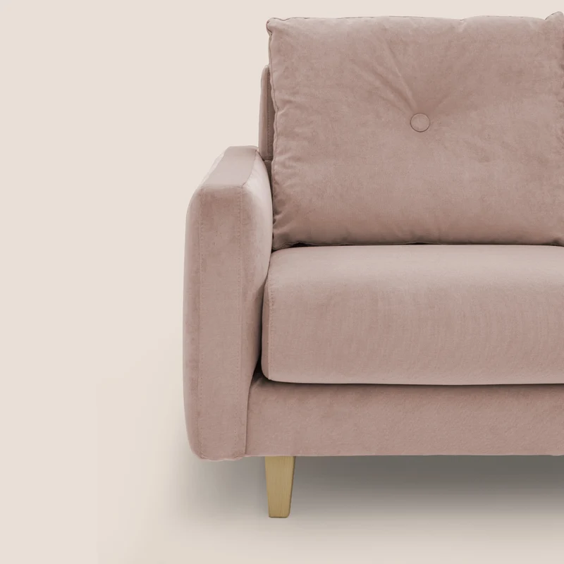 Matisse canapé d'angle avec assises coulissantes et dossier en duvet d'oie en tissu détachable T17 rose
